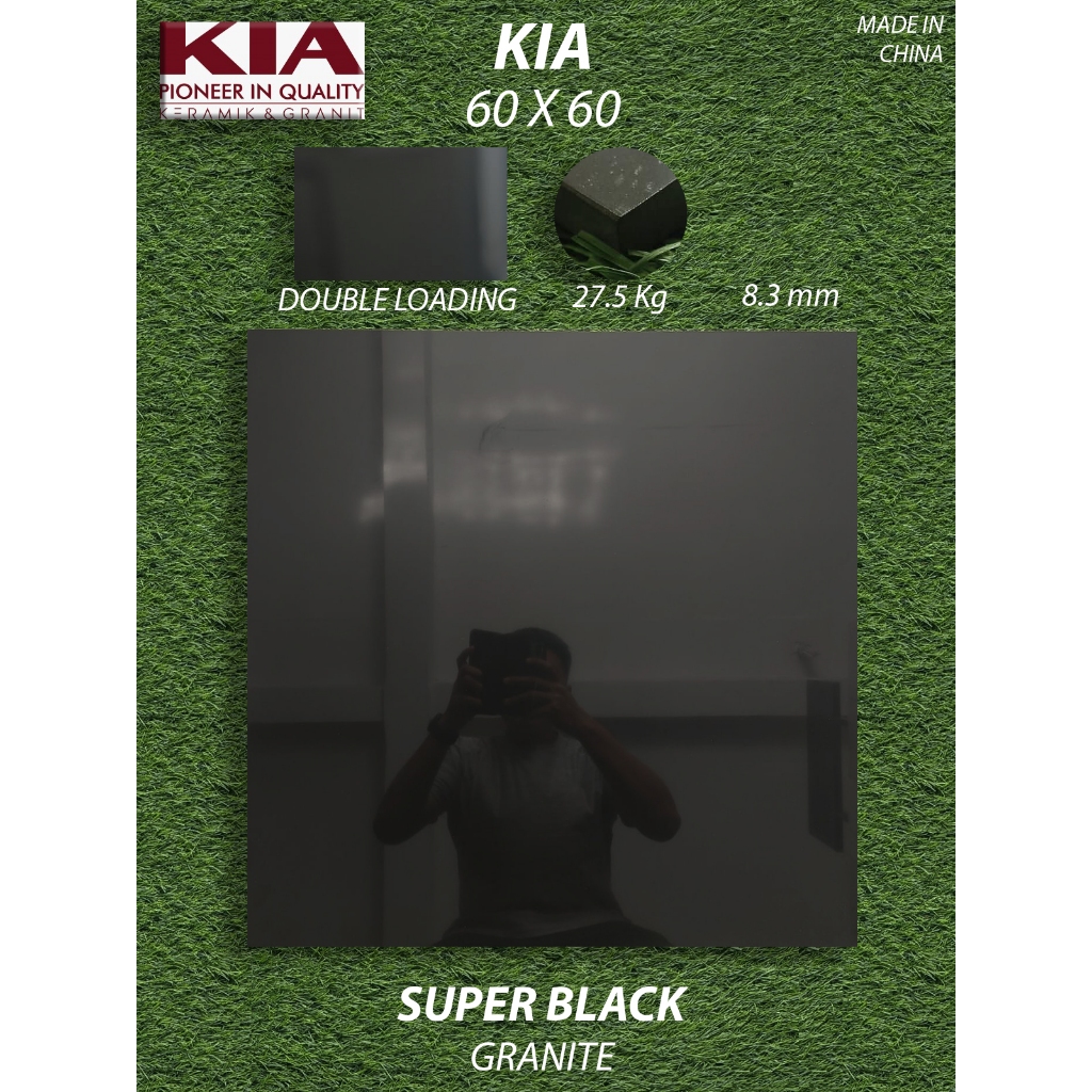 Granit Lantai 60X60 KIA Super Black Pekanbaru Riau, Hitam Polos Double Loading