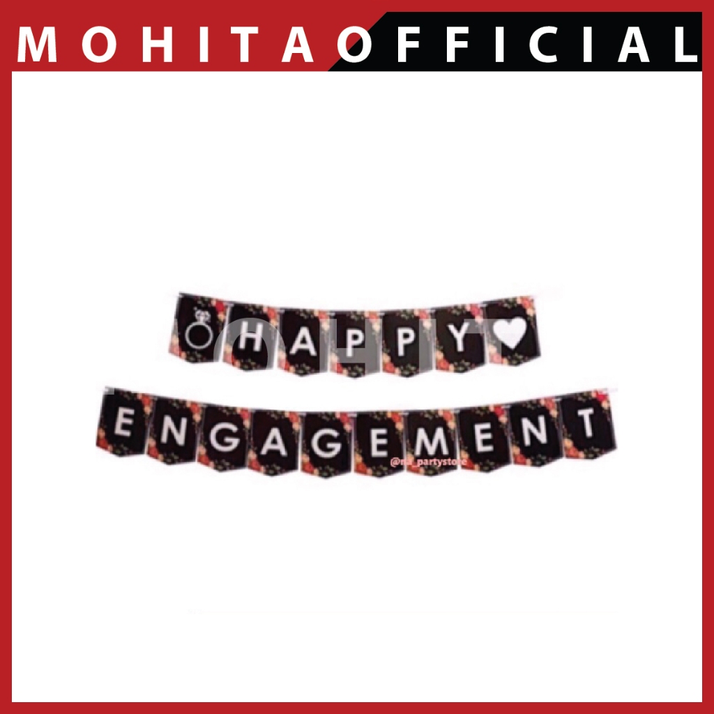 happy engagement/banner pertunangan/baner tunangan/hiasan ulang tahun/dekor ulang tahun/benner ulang