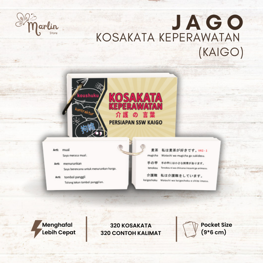 Flashcard Kosakata Keperawatan Kaigo SSW Kartu Menghafal Cepat Edukasi Bahasa Jepang