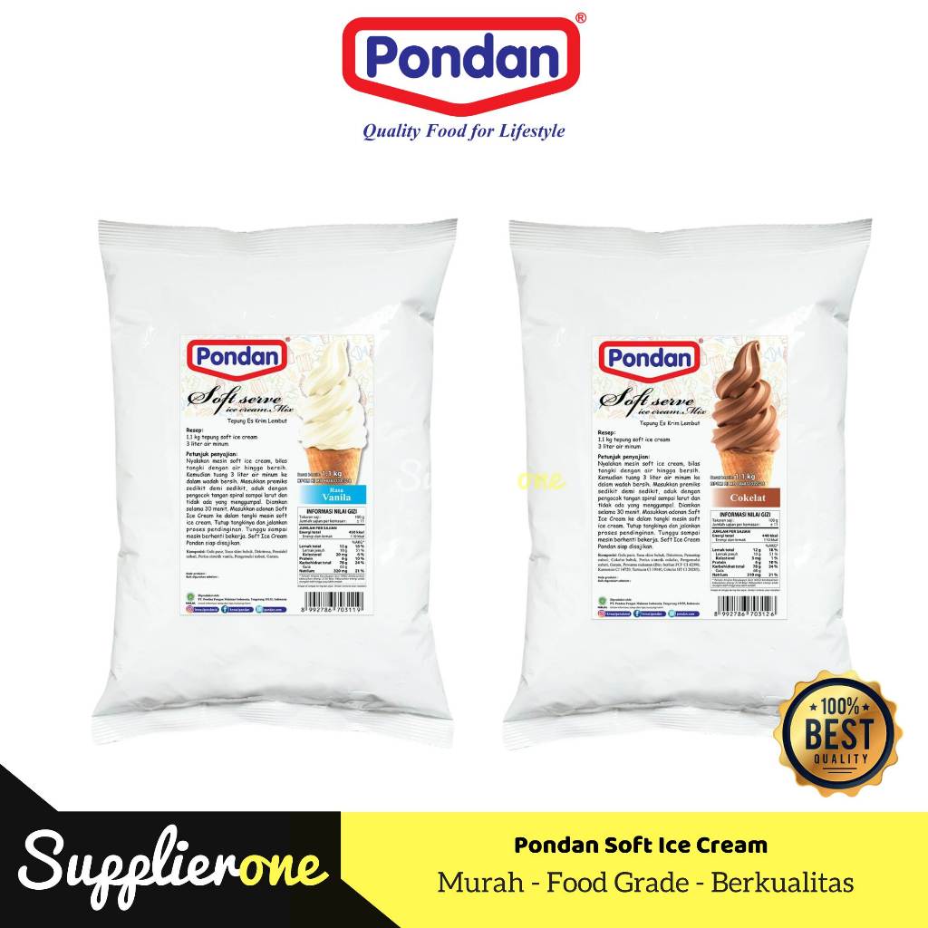 

Pondan Soft Ice Cream / Pondan Ice Cream / Bubuk Ice Cream / Bahan Es Krim / Bubuk Es Krim Pondan / Bubuk Ice Cream 1 Kilogram / Es Cream Bubuk / Ice Cream Powder