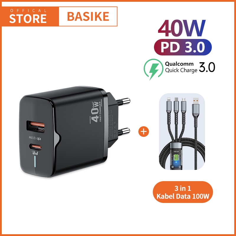 (HOT)BASIKE Kabel Charger iPhone Samsung Fast Charging 100W PD QC4.0 Type C USB mini with kabel data