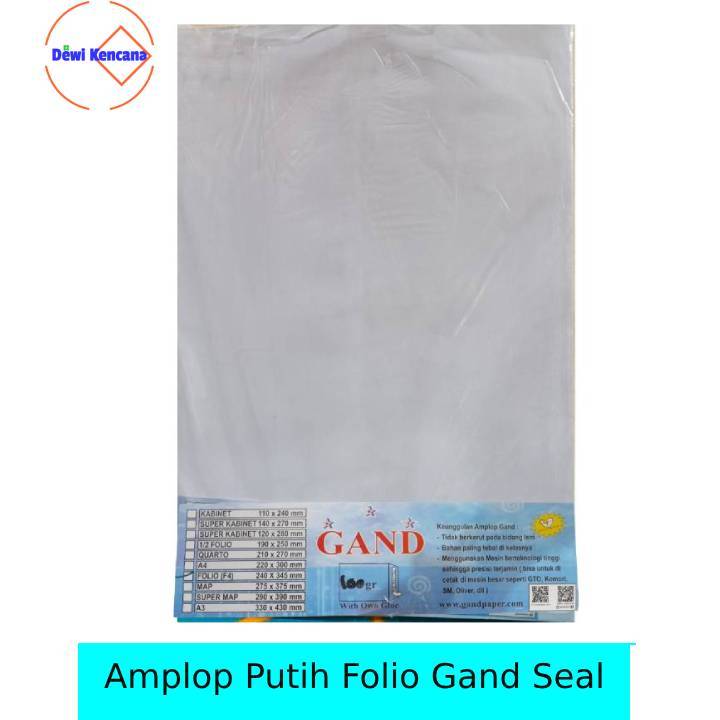 

Amplop Putih Folio Gand | Folio seal 1pak