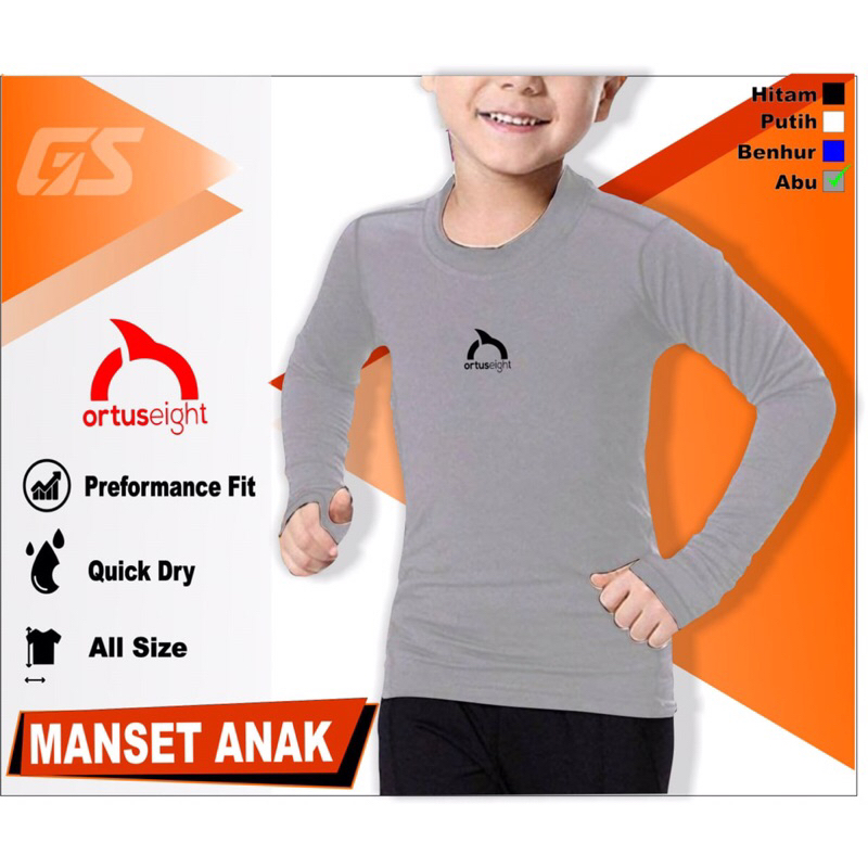 Baju Baselayer kids manset anak panjang olahraga futsal sepak bola - baju lengan panjang anak laki l