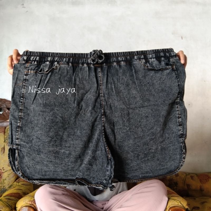 CELANA PENDEK SUPER JUMBO HOTPANTS JUMBO KOLOR JEANS