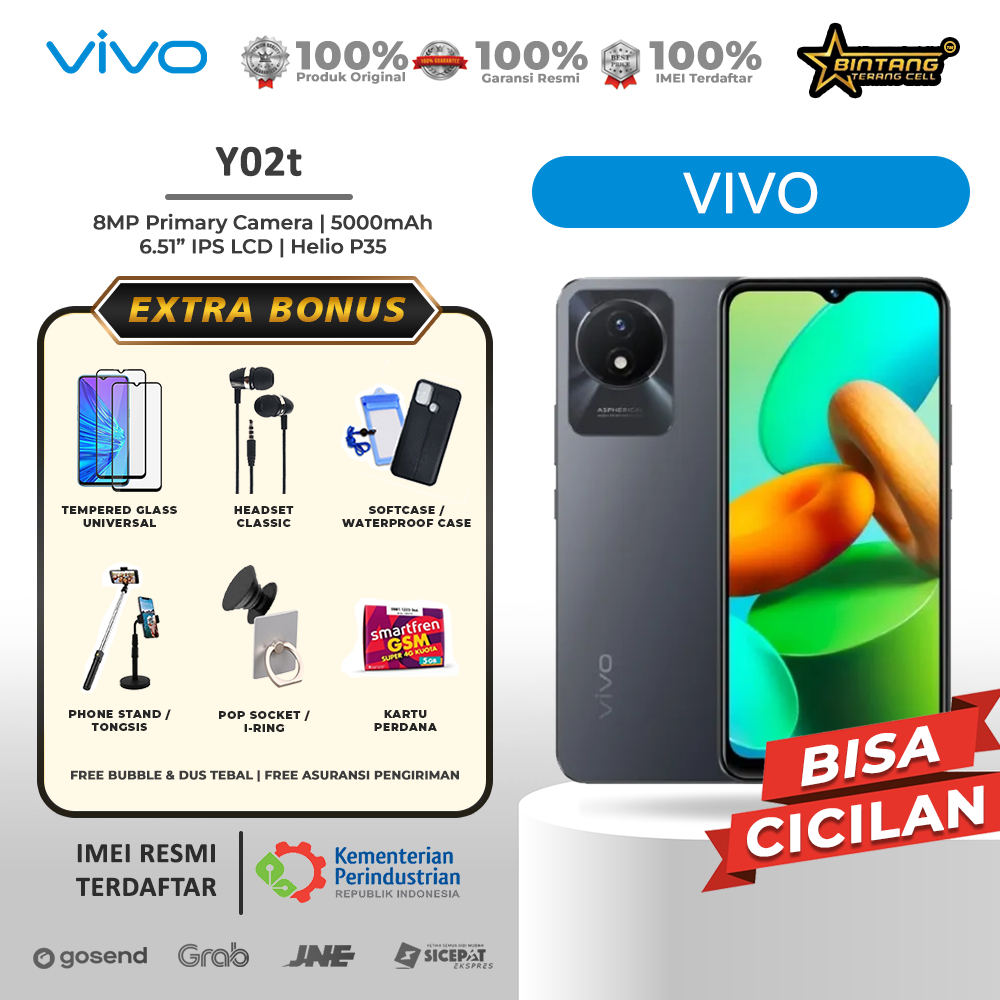 Vivo Y02t RAM 4/64GB Garansi Resmi