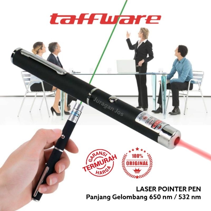 Taffware Laser Pointer Pen Presentasi High Power Baterai AAA 5mw Beam Merah 301 303