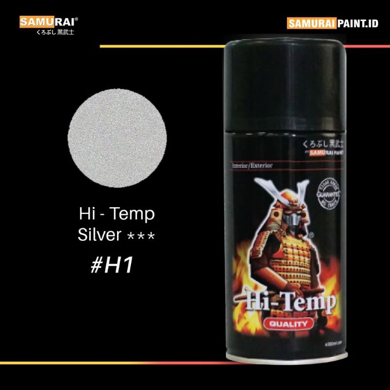 SAMURAI PAINT H1 HI TEMP SILVER CAT SEMPROT KNALPOT SPRAY WARNA PERAK HITEMP TAHAN PANAS