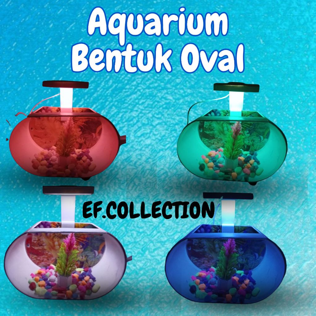 Akuarium Mini OVAL Ikan Hias / Ikan Cupang