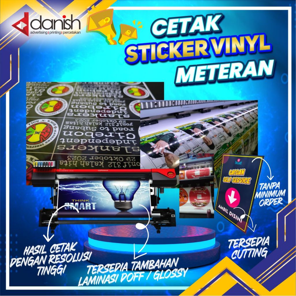 

CETAK STIKER VINYL METERAN INDOOR HIGH RESOLUTION