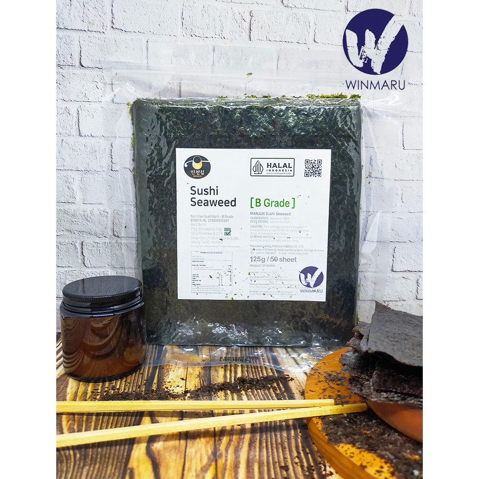 

St0ck Bany4k Manjun Yaki sushi nori Seaweed Rumput Laut 50 sheets/lembar - Manjun Grade B New Product