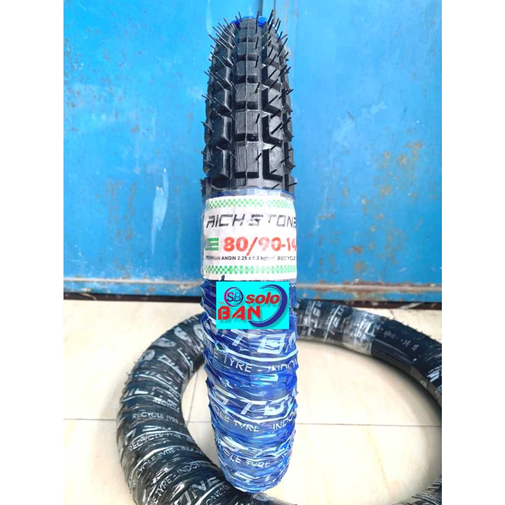 BAN MOTOR TRAIL RICH STONE 80/90-14 BAN MOTOR TUPE TYPE/BUKAN TUBLES BAN MOTOR RING 14 ban luar 80/9
