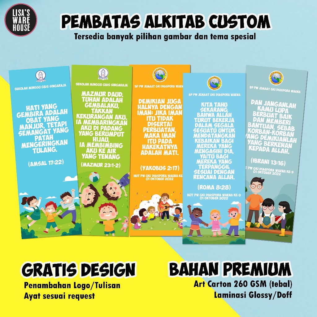 

Pembatas Alkitab Anak Custom Made