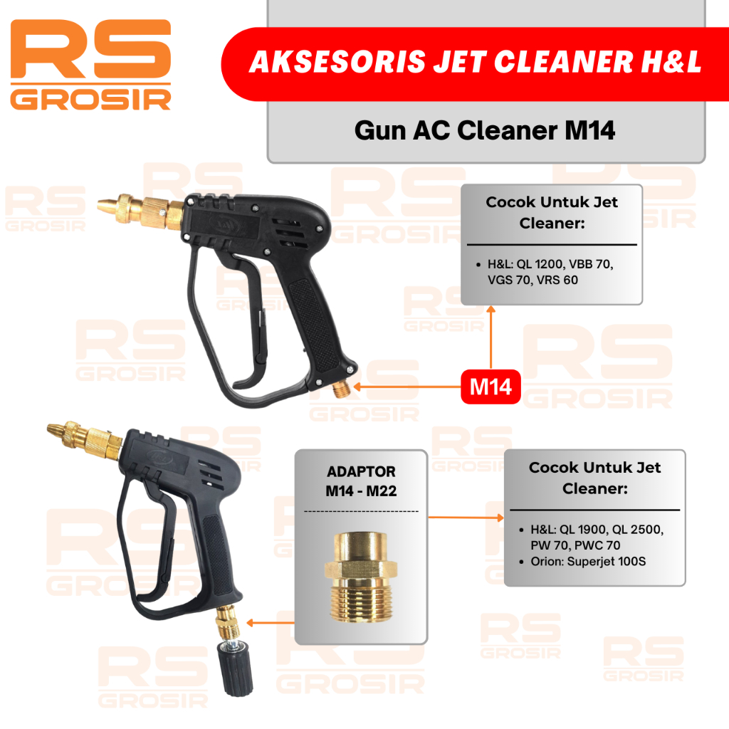 H&L Gun Jet Cleaner Pendek buat Cuci AC Gun AC Cleaner