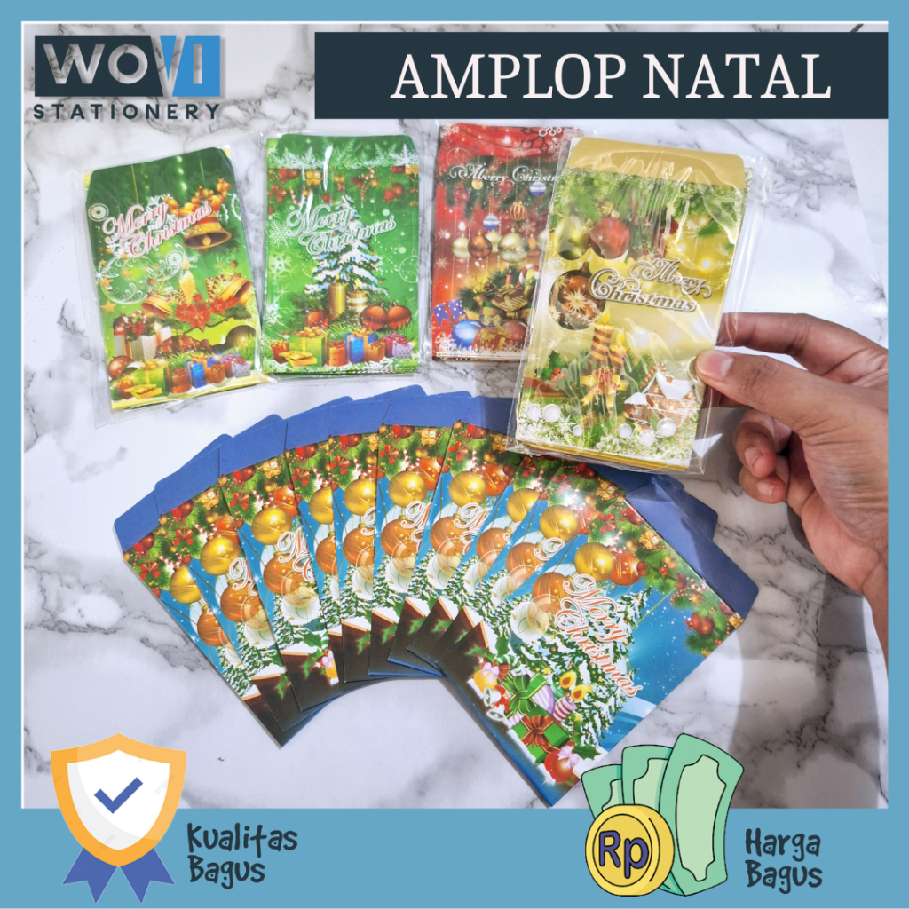 

[WOVI STATIONERY] Amplop Natal Glossy siap Pakai / Amplop Natal Murah isi 10pcs / Amplop Natal Glossy Kecil 10pcs [SET]