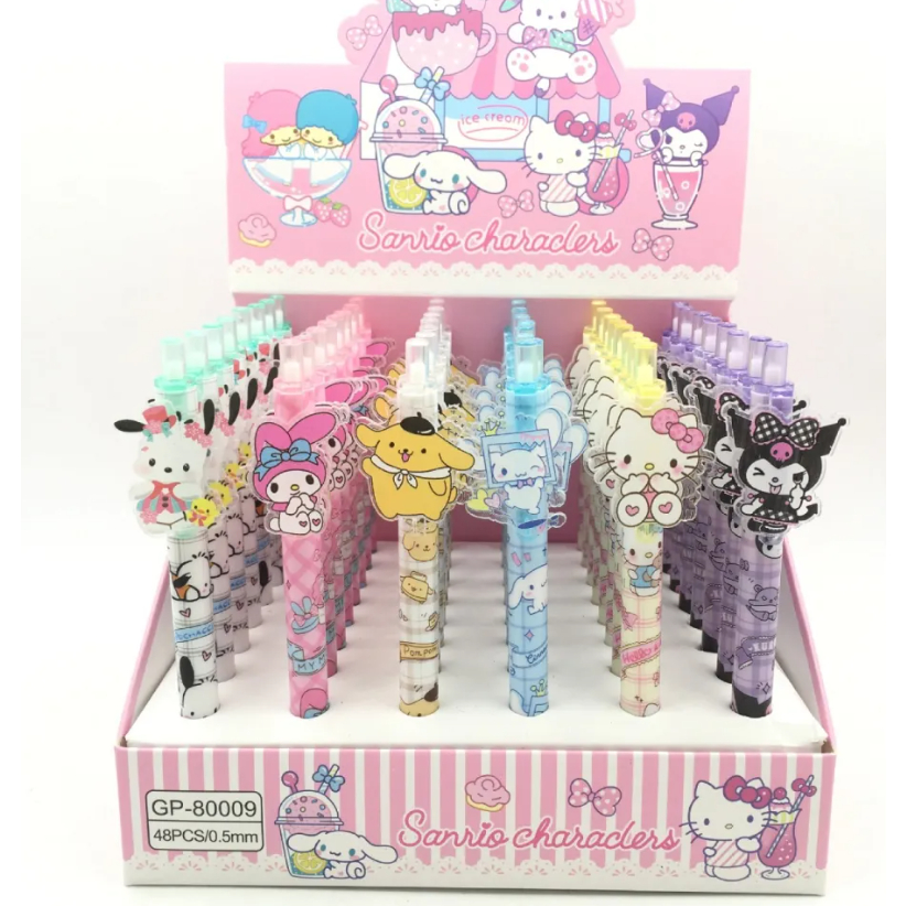 

(48pc) PEN GEL model CETEK KLIK SANRIO MELODY CINNAMOROLL KUROMI POMPOMPURIN LABUBU PENA