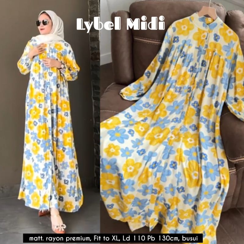 JS. LYBEL FLOWER #2 MIDI DRESS LABEL JASMINE