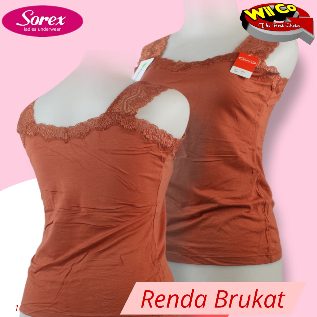 K165 Sorex Camisol Tanktop Tali Lebar Renda Brukat All Size