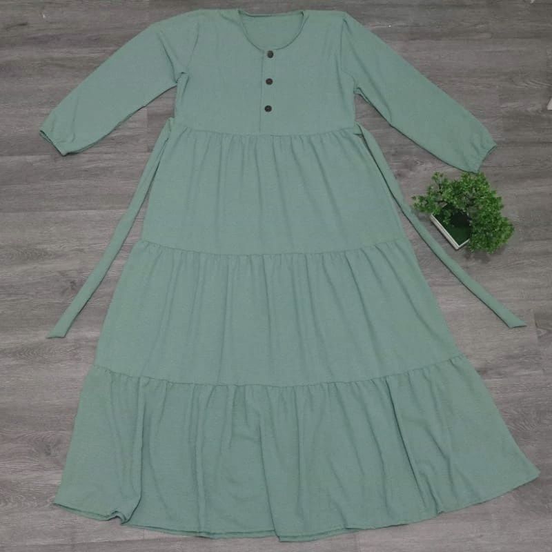 LD 130 /jumbo dress gamis dewasa polos simple bahan crinkle airflow