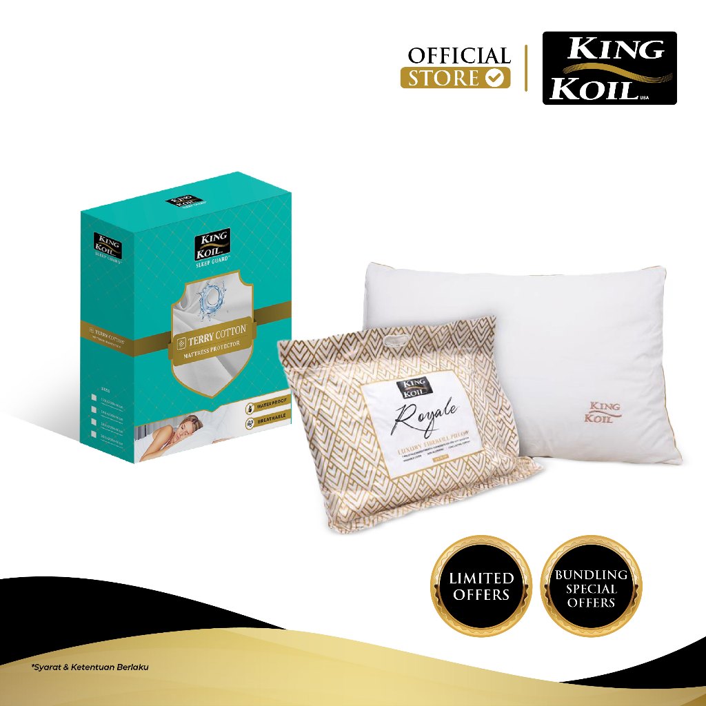 King Koil Pelindung Kasur Terry Cotton with Vi-Guard + King Koil Royale Pillow