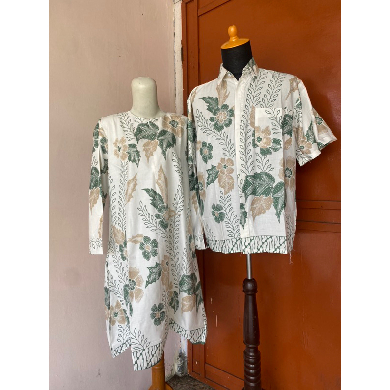 Baju couple batik modern printing tunik batik hem batik lengan pendek size M L XL XXL JUMBO bisa ser