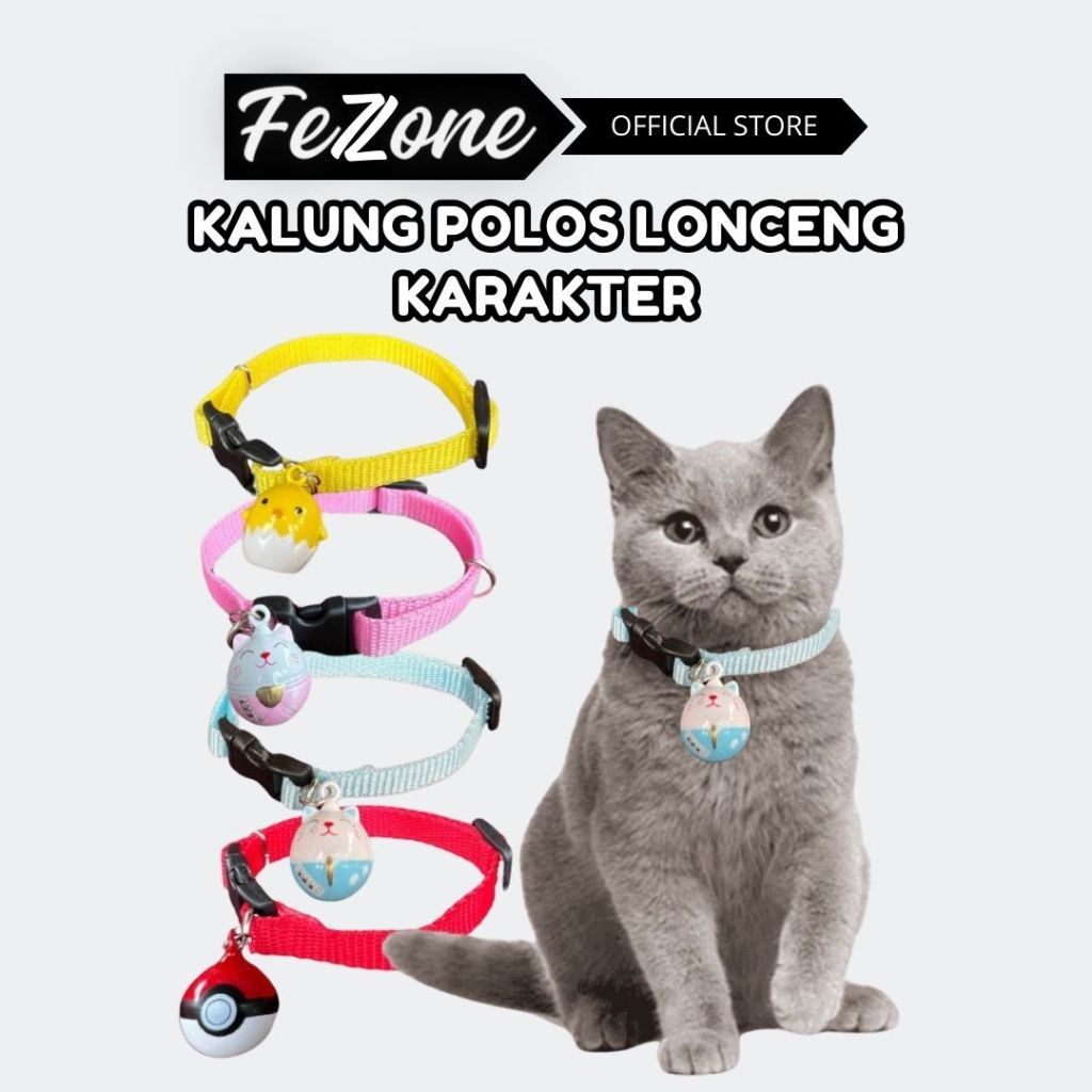 Kalung Kucing Premium Lonceng Karakter / Kalung Kucing Lonceng / Kalung Kucing Premium Motif FEZONE