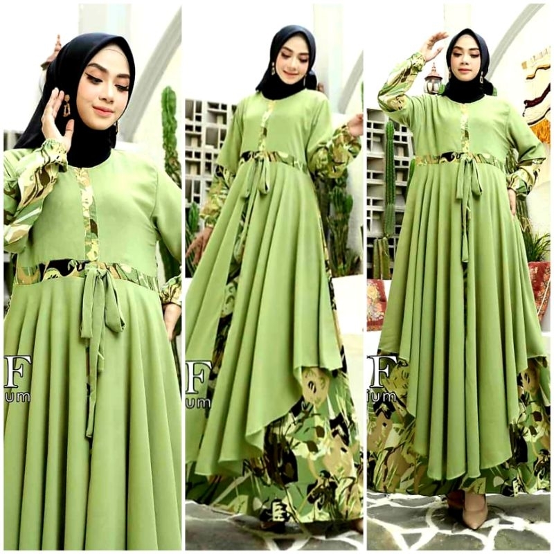(LD/110CM)Gamis WF Seruti blaser mosscrept bllaser Corak Premium