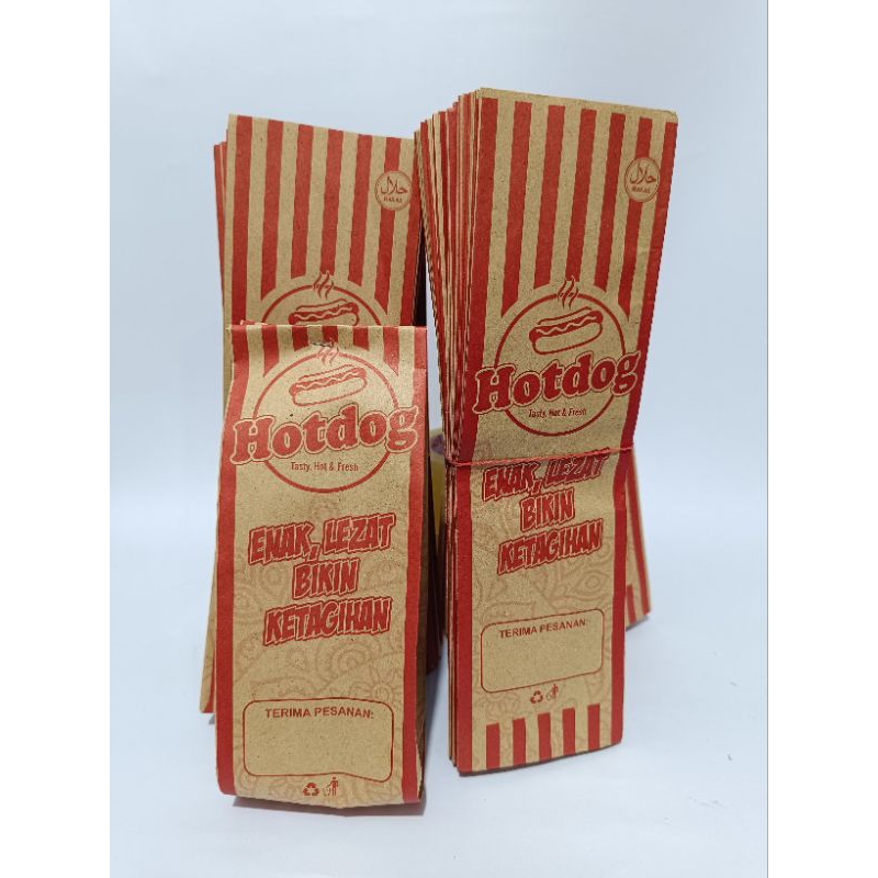 

BUNGKUS HOT DOG ISI 50/KANTONG HOT DOG/PACK HOTDOG coklat