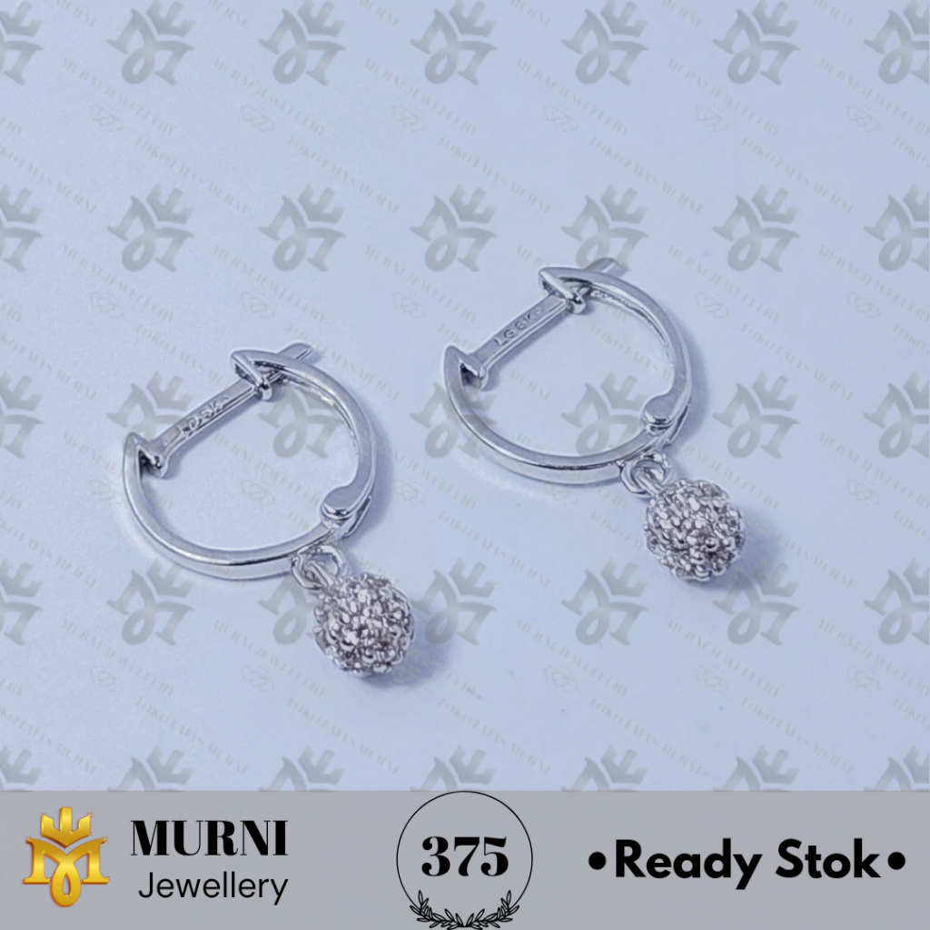 Anting Emas Muda Putih Asli 8K/375 Model Bola - Toko Emas Murni