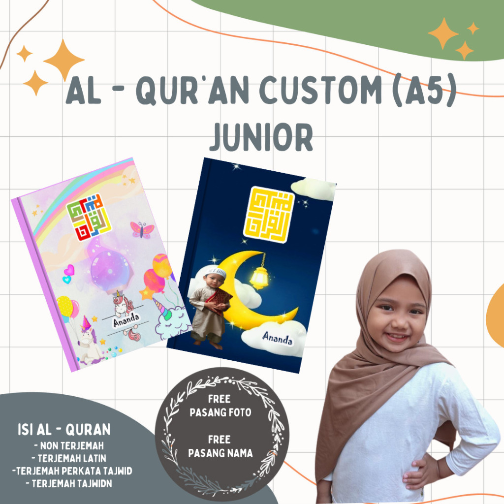 ALQURAN CUSTOM untuk ANAK/pakai foto dan nama sendiri/ukuran A5