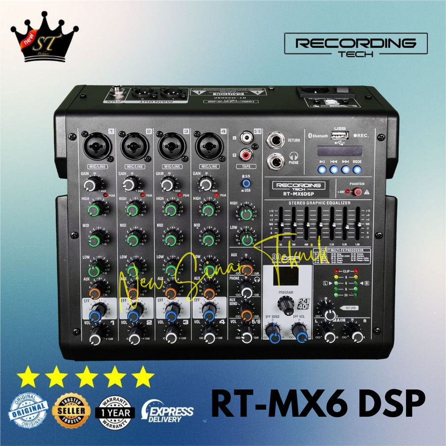 Recording Tech RT-MX6 DSP RecordingTech Mixer 4 Channel Mic 6 Input