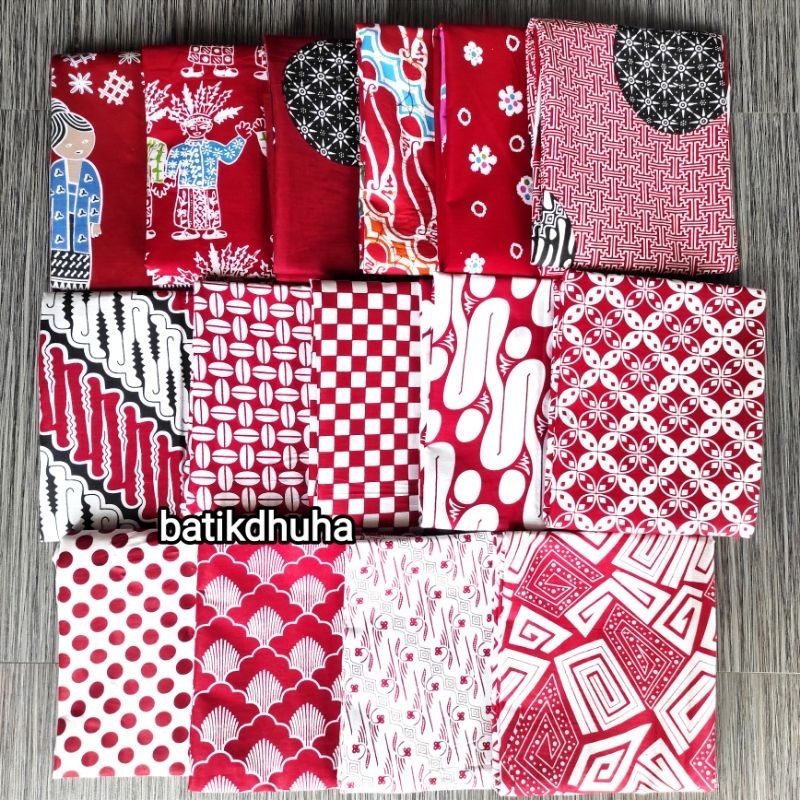 Kain Batik Merah Putih/ Bahan Batik Merah Putih / Kain Raja Batik Murah / Batik Tradisional grosir k