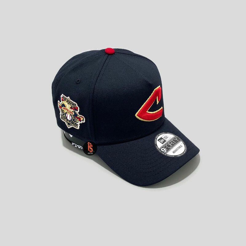 TOPI NEW ERA ORIGINAL A FRAME AL THROWBACK CLEVELAND INDIANS NAVY RED