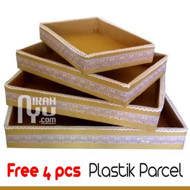 

Kotak Seserahan Set Lengkap Isi 4 Box Box Hantaran Parcel Papan Lebih Kuat Kekinian Minimalis