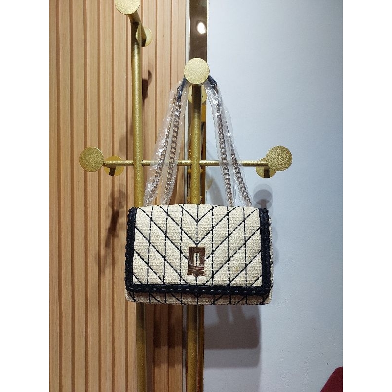 Karl Lagerfeld Lafayette Shoulder Bag Natural Black (NWT)