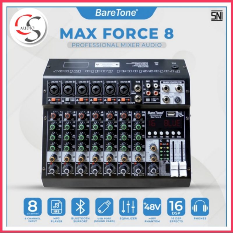 Mixer Audio Baretone Max FORCE 8 Professional Mixer 8 channel