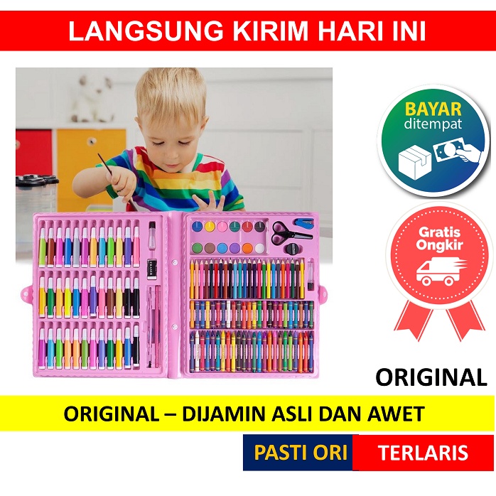 

BDS 150 pcs Crayon Alat Lukis Anak Pensil Warna Cat Air Perlengkapan Menggambar Melukis Mewarnai Set Art Full Set pc Krayon 150pcs 150pc Pastel Pena Cat Air Kuas Ready ̿\