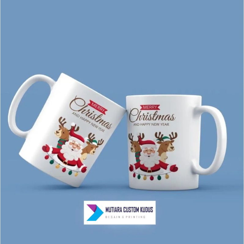 Mug Natal Custom / Souvenir Mug Ucapan Natal Christmas / Mug Tahun Baru