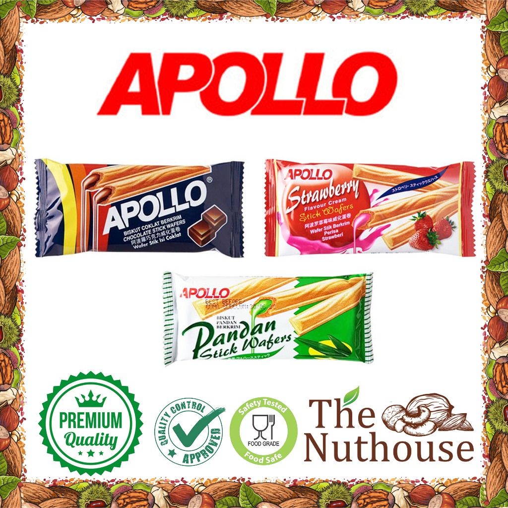 

Apollo Stick Wafer Biscuit per pack 11gr - Pandan / Coklat / Strawberry