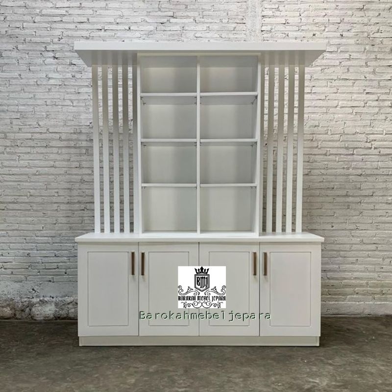 Partisi Kabinet jati / Bufet Partisi Hiasan Jati / bufet hias putih Duco epoxy / kabinet penyekat ru