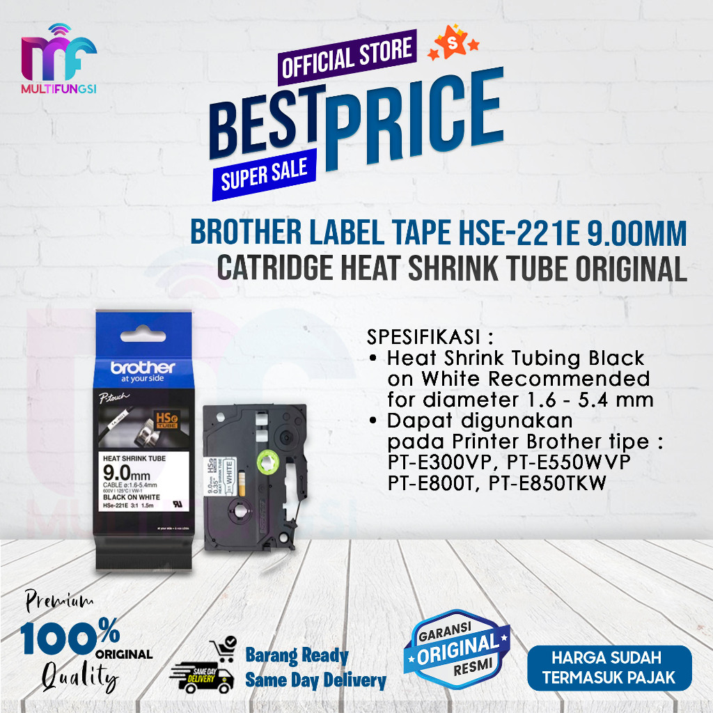 

Brother Label Tape Hse-221E 9.00mm Catridge Heat Shrink Tube Original
