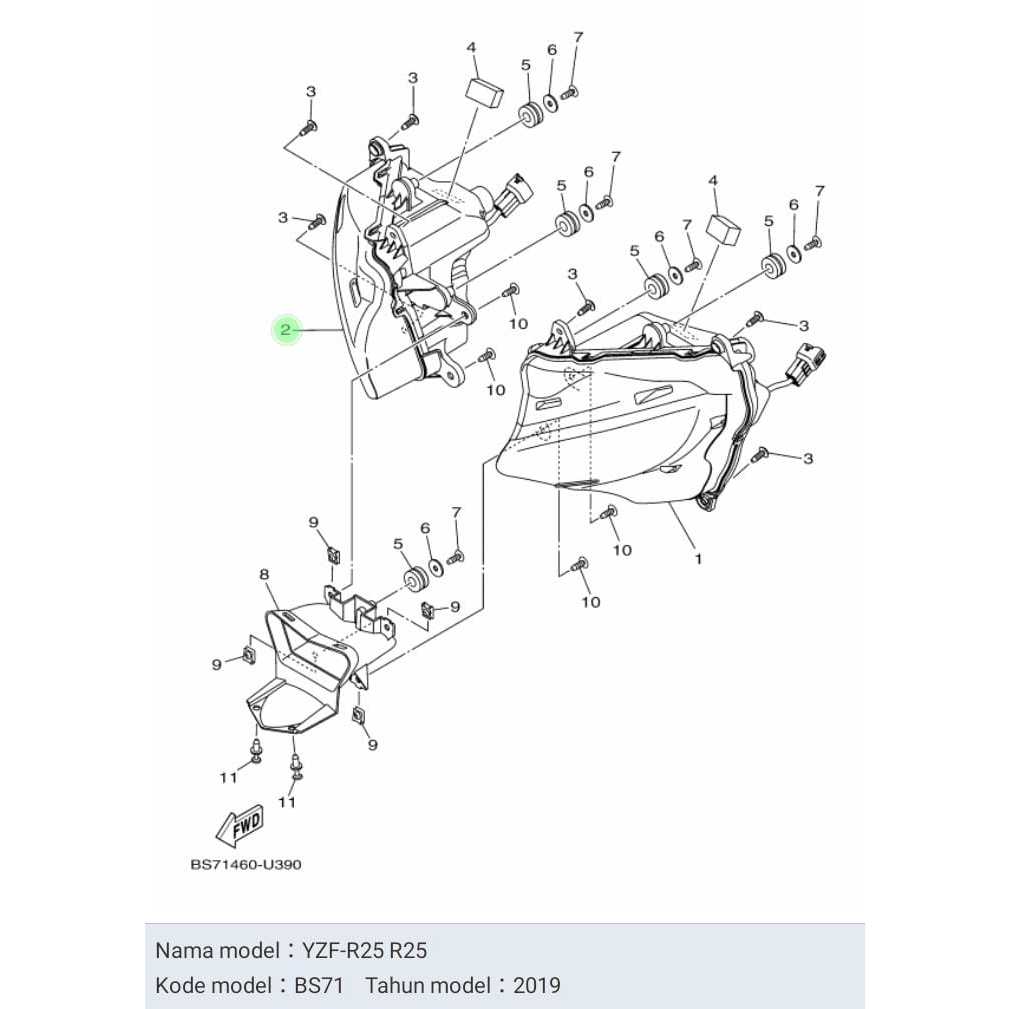 REFLEKTOR LAMPU DEPAN KANAN NEW R25 R 25 ASLI ORI YAMAHA BS7 H4300 10