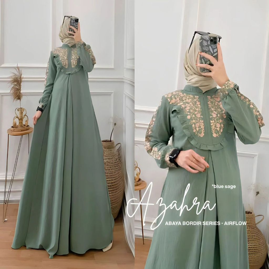 Ajahra Dress Baju Gamis Wanita Crinkle Airflow Premium Mix Bordir Model Baru Size M L XL Gamis Wanit