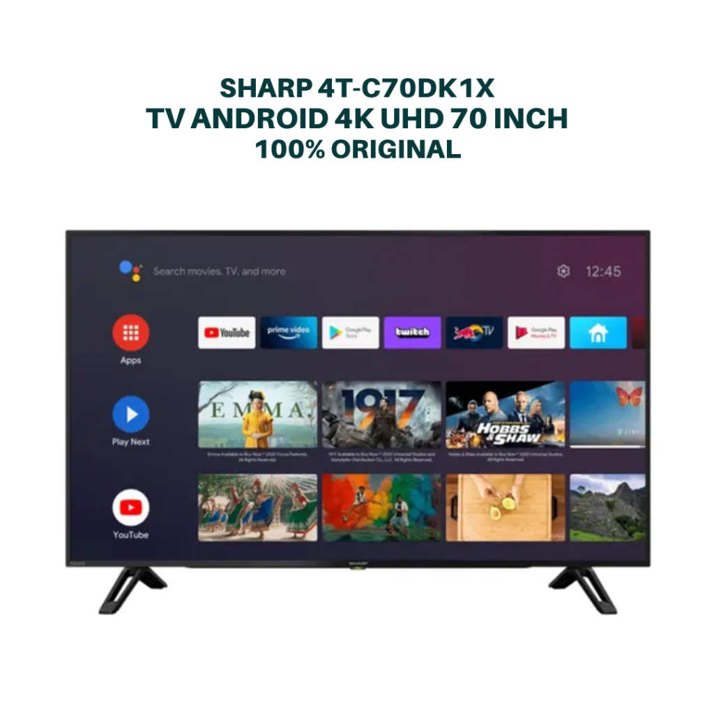 SHARP 4T-C70DK1X TV ANDROID 70 INCH 4K UHD GOOGLE ASSISTANT JAPAN QUALITY TV SHARP 70 INCH
