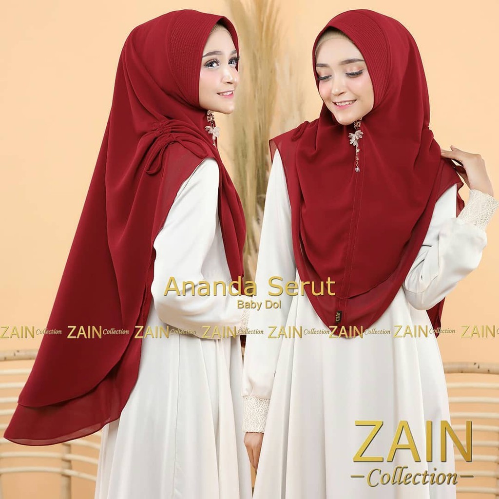 Hijab Jilbab Khimar Syari Ananda Ceruty Pet Premium Rempel Jilbab Jibab Jilbap Hijap Kerudung Krudun