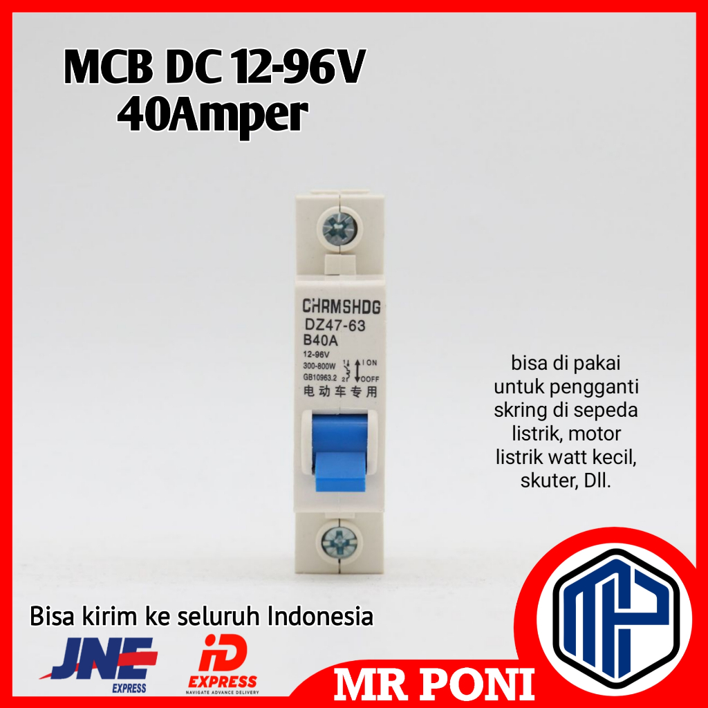 MCB SEPEDA & MOTOR LISTRIK DC 12~96V 40A