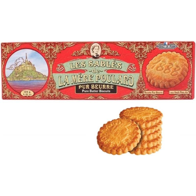 

BUTTER COOKIES FRENCH LA MERE POULARD 125 gr Les Sables Les Palets Butter Cookeis Shortbread French Import