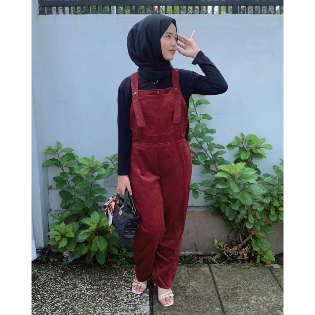 Lyora Overall Celana Panjang Kodok Wanita Corduroy Fashion Kekinian Korean Style Perempuan Dewasa