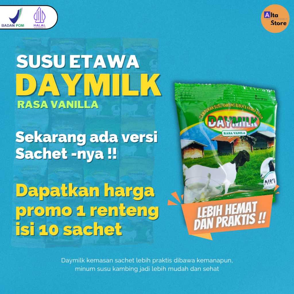 

Daymilk 10 Sachet Rasa Vanilla Susu Kambing Etawa Murni Atasi Masalah Persendian dan Pernafasan Halal BPOM Bali