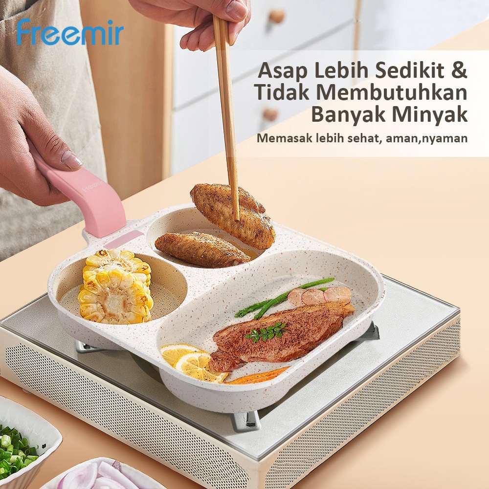 Discount [LIVE] Wajan 3in1 Sekat Anti Lengket Pink