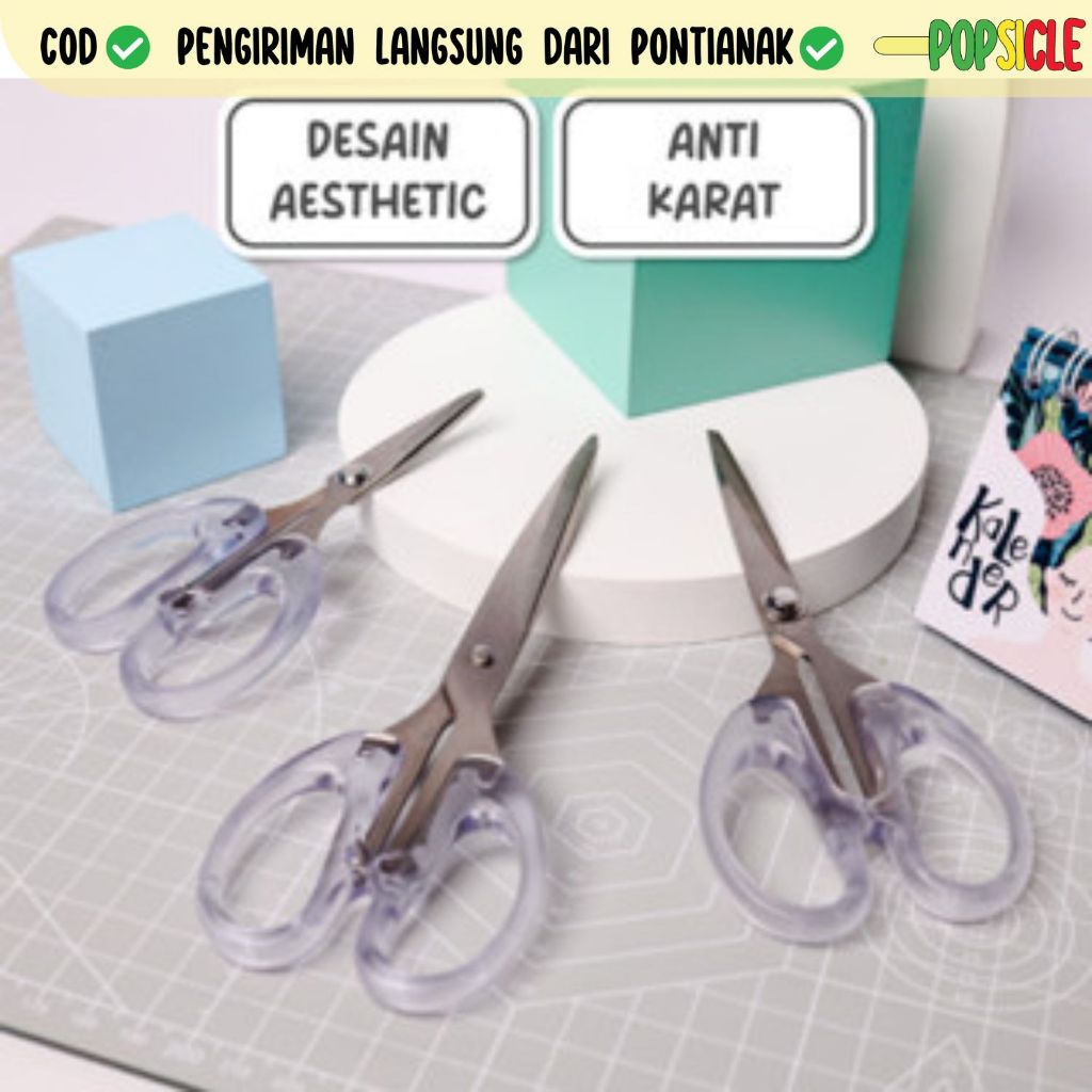 

Gunting Transparan Flashee Aesthetic 3 Ukuran Gunting Dagang Tahan Karat Gunting Stainless Steel Transparan Untuk Sekolah dan Kantor Gunting Estetik Transparan